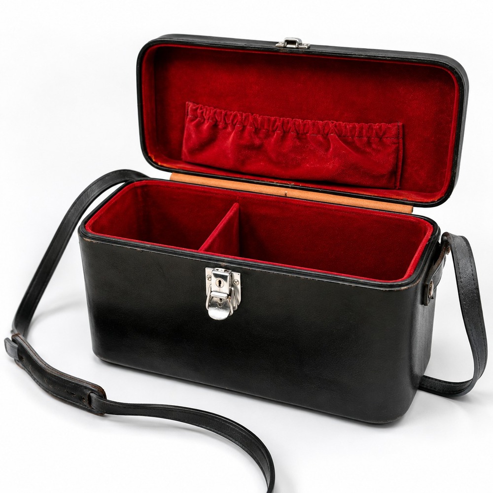 Canon Vintage Hard Camera Case Black Shoulder Carrying Case Red Velvet Interior